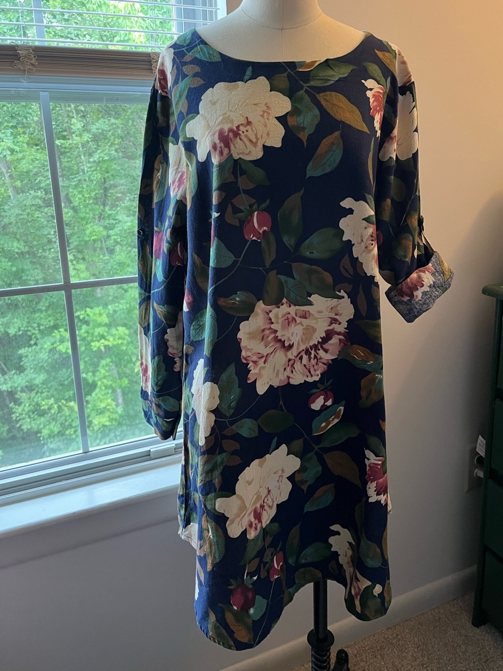 Floral Navy Shift Dress - Navy Floral